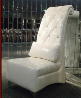 Sillón de lujo Chesterfield de cuero artificial de 1 plaza blanco.