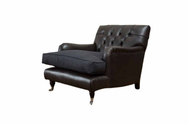 Chesterfield Diseño Sillón Sofá Tapizado Lujo Sofás 1 Asiento Cuero