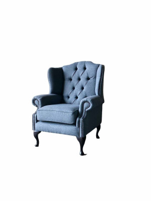 Sillón 1 asiento de tela Lounge de lujo, tapizado Sillón orejero individual de diseño 1.