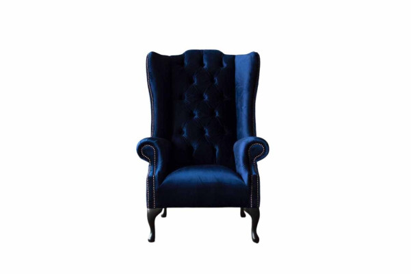 Sillón Chesterfield Sofá Tapizado 1 Plaza Sillón Textil Azul
