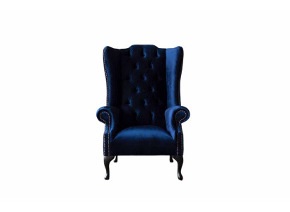 Sillón Chesterfield Sofá Tapizado 1 Plaza Sillón Textil Azul