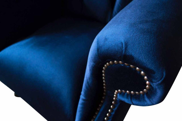 Sillón Chesterfield Sofá Tapizado 1 Plaza Sillón Textil Azul