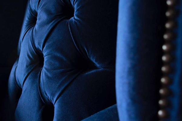 Sillón Chesterfield Sofá Tapizado 1 Plaza Sillón Textil Azul