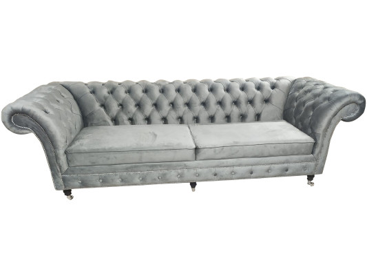 Sofá Chesterfield de 3 plazas de tela de sofá de tela Sofás Acolchados de 230 cm.