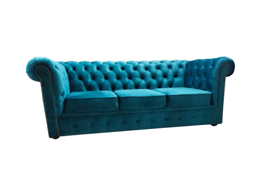 Sofá Chesterfield 3 plazas tela sillones azul sofás modernos
