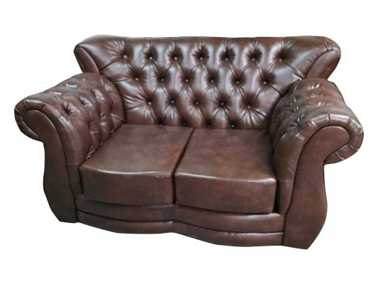 Sofá Chesterfield de lujo de 2 plazas en color marrón, sofás de cuero.