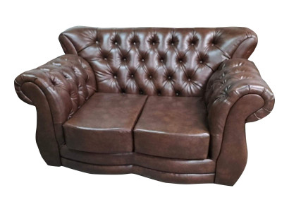 Sofá Chesterfield de lujo de 2 plazas en color marrón, sofás de cuero.