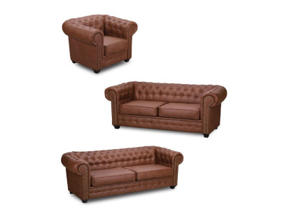 Sofá Chesterfield 3+2+1 Sala de estar Muebles Conjunto de sofás Tela Textil