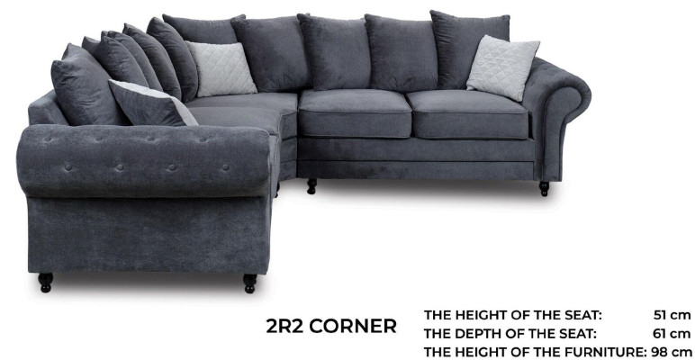 Sofá esquinero moderno estilo sofá gris tapizado tela muebles en forma de L_Couches