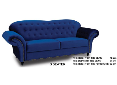 Sofá de tres plazas tela Azul Sofá Acolchado Muebles Decoración Sofás Sofás