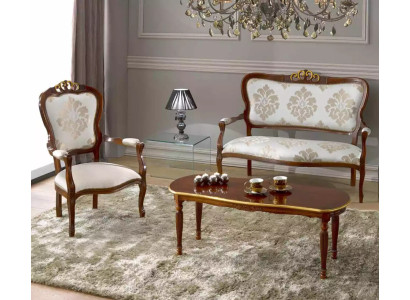 Clásico conjunto de asientos de dos plazas sillón mesa de centro muebles de madera de diseñador