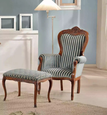 Clásico sillón de salón individual diseñador tapizado asiento mueble de tela