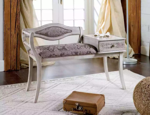 Banco tapizado de lujo para salón en estilo clásico de muebles textiles nuevos.