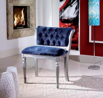 Silla de comedor Chesterfield azul, mueble tapizado de asiento, silla, diseño clásico.