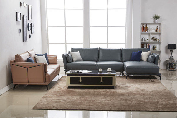 Sofá de diseño sofá conjunto de esquina con taburete salón tapizado