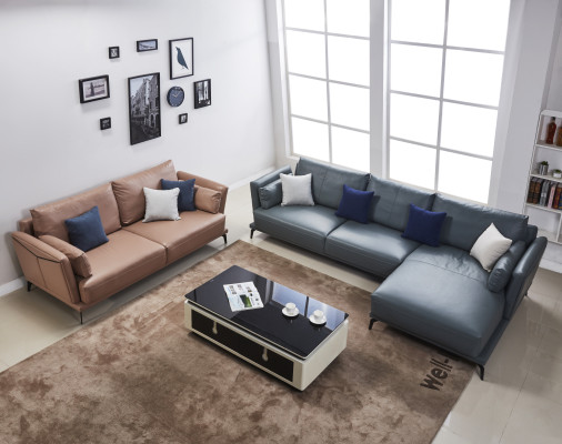 Sofá de diseño sofá conjunto de esquina con taburete salón tapizado