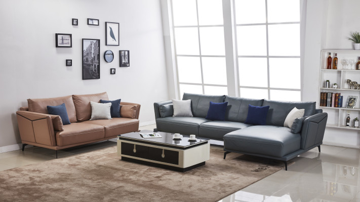 Sofá de diseño sofá conjunto de esquina con taburete salón tapizado
