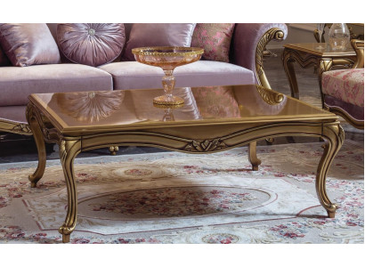 Mesa de centro real dorada mesa marrón Barroco Rococó mesas de madera.