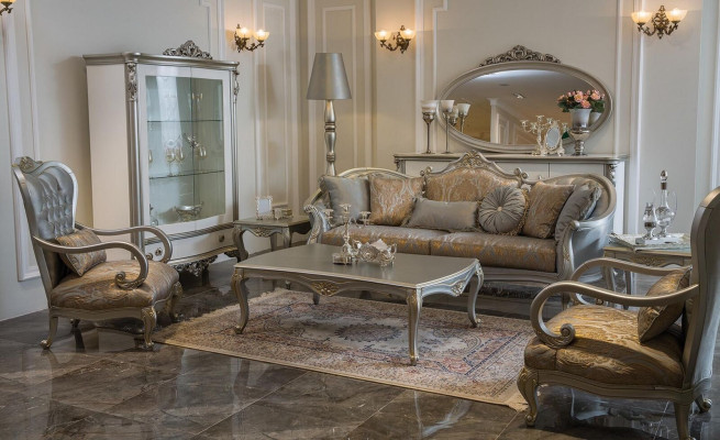 Sillón Chesterfield plateado estilo francés, silla de mueble de una plaza de madera.