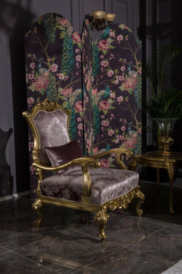 Sillón de una plaza de lujo tapizado en tela de estilo barroco Art déco.