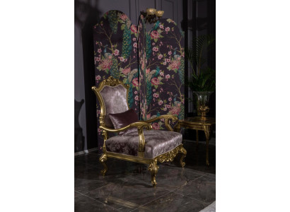 Sillón de una plaza de lujo tapizado en tela de estilo barroco Art déco.
