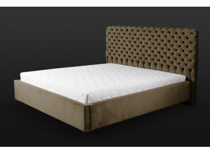 Cama Chesterfield verde Diseño clásico de muebles para dormitorio Elegante tela.