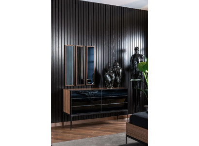 Cómoda práctica para el dormitorio en negro con espacio de almacenamiento 139cm Aparador
