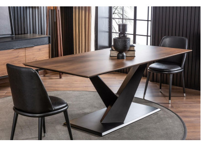 Mesa de columna Mesa de cocina Lujo en estilo moderno Mesa marrón 208x92cm