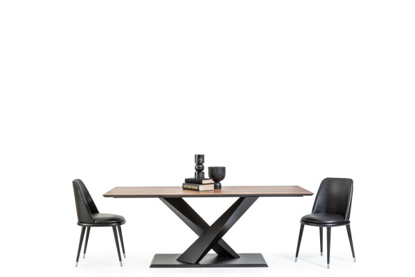 Mesa de columna Mesa de cocina Lujo en estilo moderno Mesa marrón 208x92cm