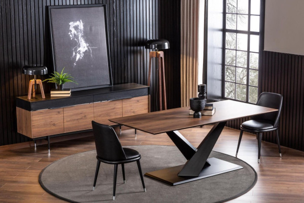 Mesa de columna Mesa de cocina Lujo en estilo moderno Mesa marrón 208x92cm