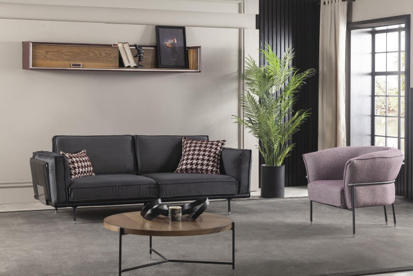 Sofá de lujo para el salón de estar en color lila.