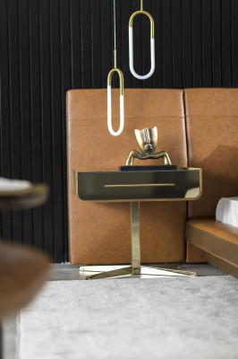 Lujo mesita de noche cristal oro dormitorio mesitas de noche Loft moderno metal