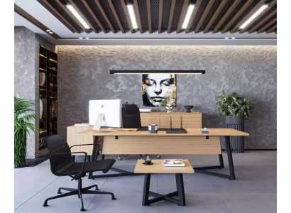 Set de oficina moderno, escritorio, mesa de centro, armario de archivo, cómoda de 4 piezas.