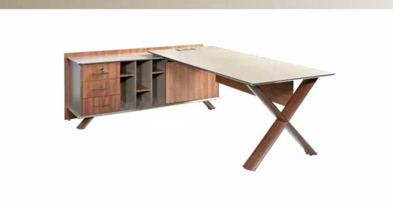 Muebles de madera, mesa de trabajo, escritorio en esquina, muebles de oficina, cómoda, mesa de centro, moderno.