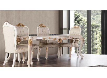 Grupo de 4 sillas de comedor de madera estilo muebles.