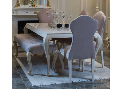 Juego de comedor, conjunto de diseño de 6 piezas en madera, muebles compuestos por 4 sillas, mesa y taburete, nuevos.