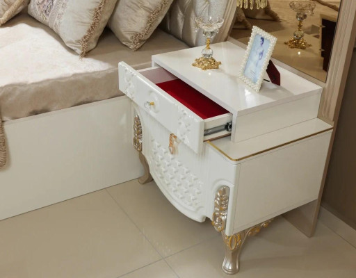 Dormitorio Set Cama 2x Mesitas de noche Taburete Lujo nuevo 5 piezas Diseño Madera