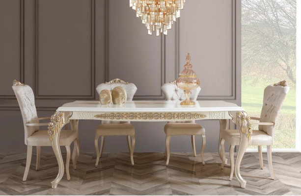 Juego de comedor con mesa y 6 sillas modernas de 8 piezas.