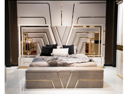 Juego de dormitorio Cama 2x Mesitas de noche Lujo nuevo 3 piezas Diseño Moderno Madera