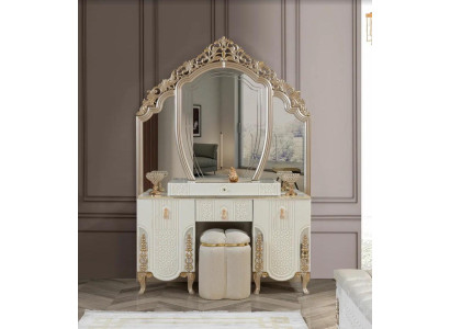 Juego de dormitorio de lujo con tocador, espejo, taburete, diseño nuevo, 2 piezas.