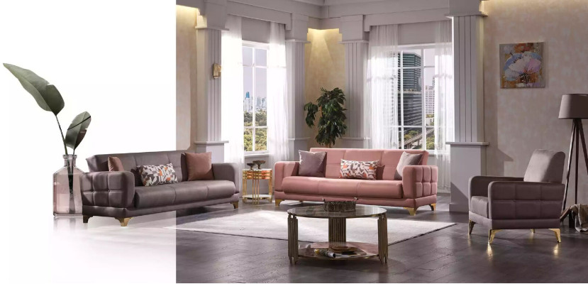 Sofá de lujo 3+3+1 Set de telas de diseñador Sofá Butacas Individuales