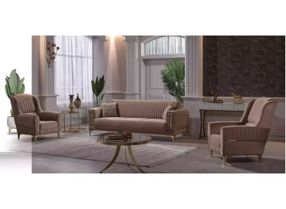 Sofá tapizado beige 3+1+1 diseñador conjunto de sofás sillones 3 piezas