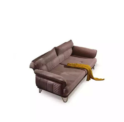 Sofá de lujo de tres plazas beige, sofá moderno para sala de estar de tres plazas.