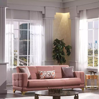 Sofá de diseñador rosa de 3 plazas, sofá de salón de diseñador, muebles de tela, sofás.