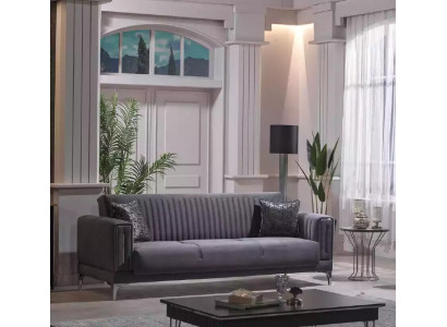 Sofá gris de tres plazas para la sala de estar, sofás de terciopelo, muebles de lujo de tres plazas.