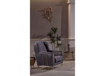 Silla de acero inoxidable gris. Sillón moderno de lujo de una plaza.