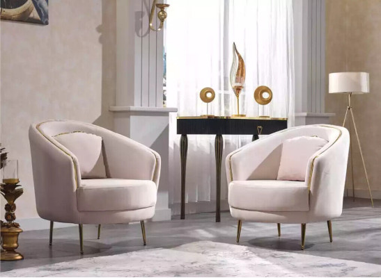 Sillón moderno sala de estar un asiento diseñador lounge color beige madera