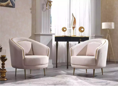 Sillón moderno sala de estar un asiento diseñador lounge color beige madera