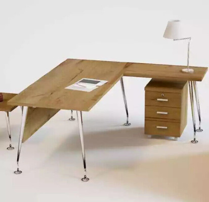 Muebles de oficina clásicos, escritorio de esquina de diseñador, escritorio de trabajo, muebles de madera.