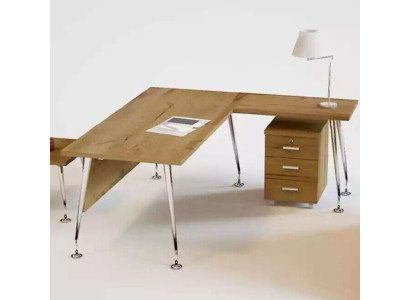 Muebles de oficina clásicos, escritorio de esquina de diseñador, escritorio de trabajo, muebles de madera.